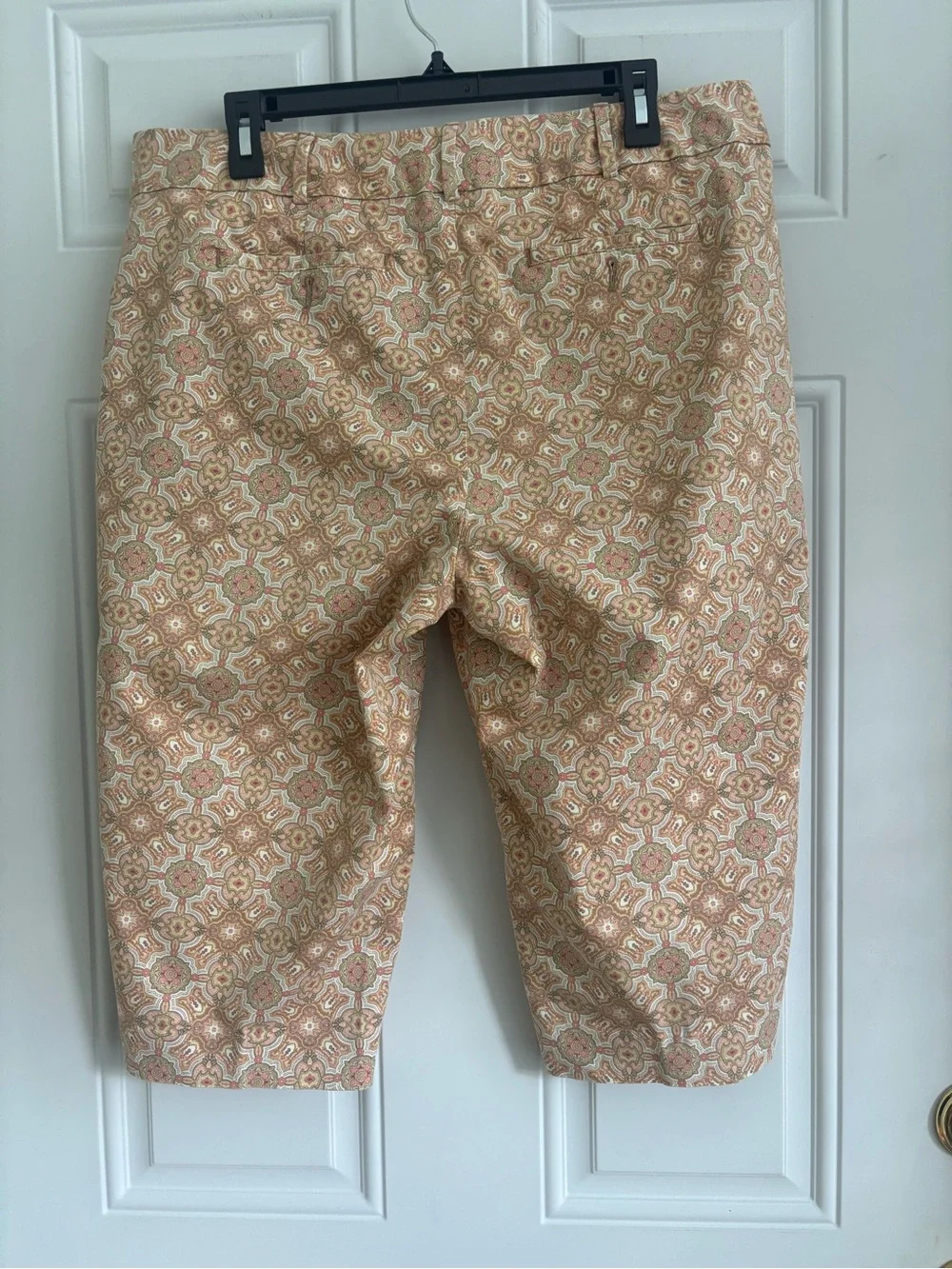 Talbots Beige and Pink Geometric Patterned Capris, Size 14W